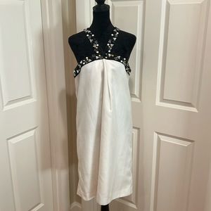 “M60” Miss Sixty, woman’s, 10, 100% polyester, racer back black & white gown.